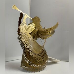 Christmas Tree Ornament 5.5" Filagree Angel w/‎ Horn Metal by Midwest
